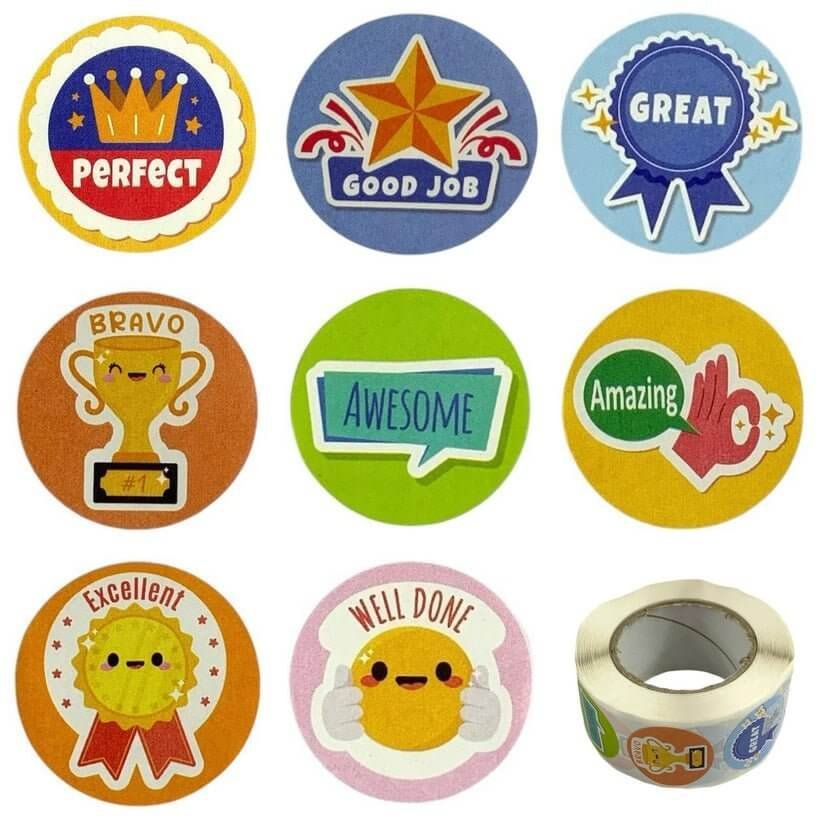 A&T English Encouragement Stickers 500 Pcs || رول ستيكرات تشجيعية انجليزية ٥٠٠ حبة - مكتبة اكسبريس الكويت