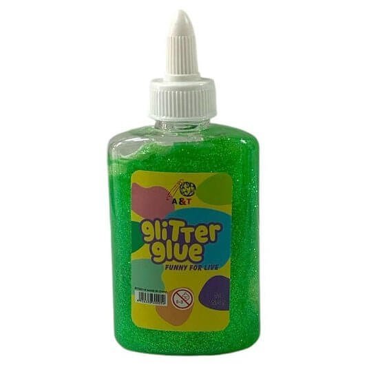 A&T Glitter Glue 118g Light Green || صمغ قلتر اي اند تي ١١٨ جرام لون اخضر - مكتبة اكسبريس الكويت