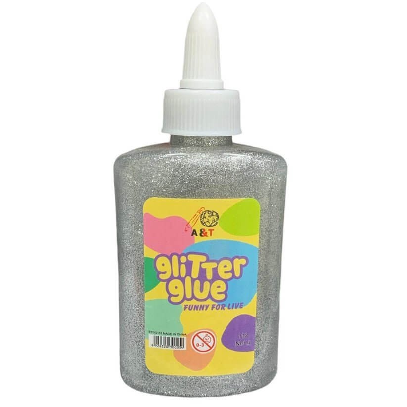 A&T Glitter Glue 118g Silver || صمغ قلتر اي اند تي ١١٨ جرام لون فضي - مكتبة اكسبريس الكويت