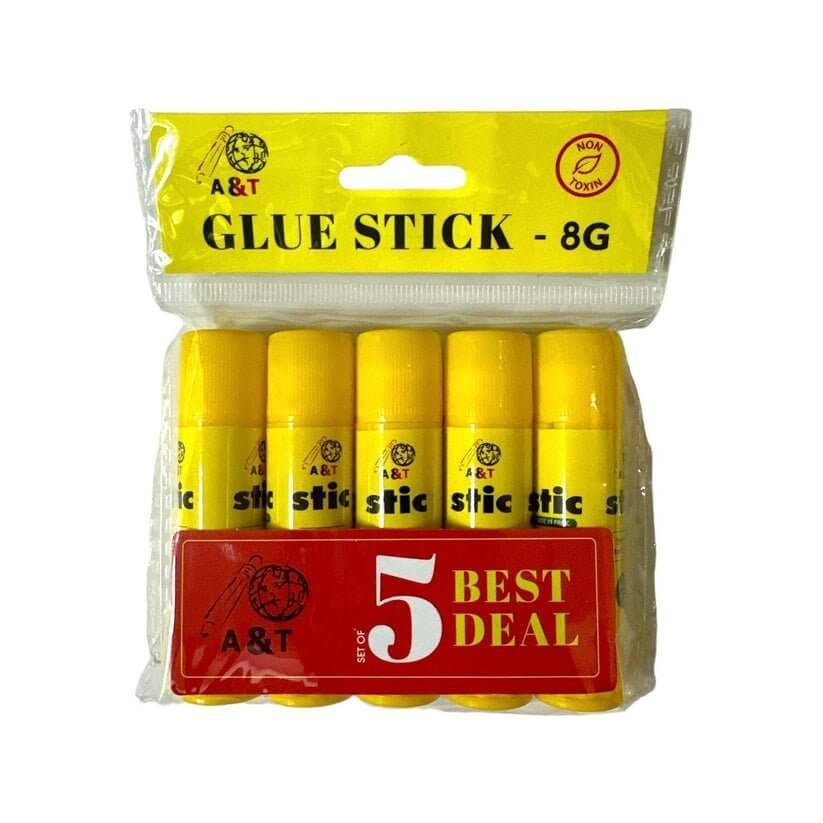 A&T Glue Stick Offer 5 pcs 8g || عرض اي اند تي صمغ ٥ حبة ٨ جرام - مكتبة اكسبريس الكويت