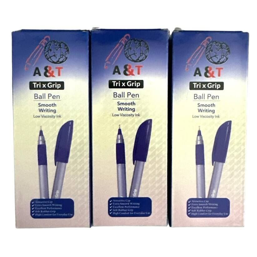 A&T Pen Offer Tri x Grip || عرض اقلام حبر اي اند تي مثلثة - مكتبة اكسبريس الكويت