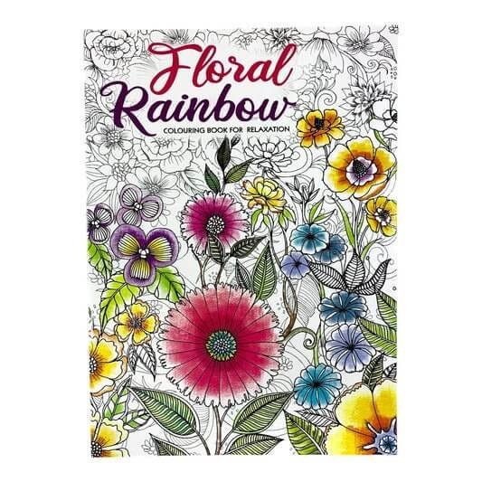 Adult Coloring Book Floral Rainbow || دفتر تلوين للكبار قوس قزح الزهر - مكتبة اكسبريس الكويت