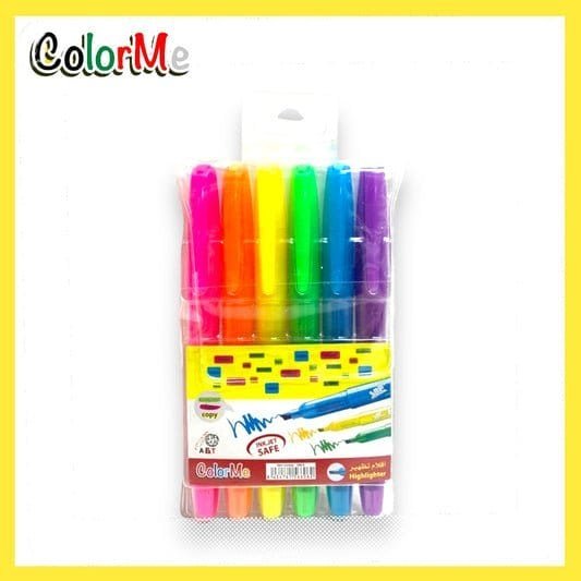 A&T Color Me Highlighters 6 Pack || اقلام فسفوري ملونة للتخطيط 6 لون - مكتبة اكسبريس الكويت