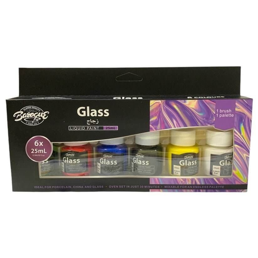 Basque Glass Paint 6 Colors 25 ml || الوان زجاج باسك ٦ لون حجم ٢٥ مل - مكتبة اكسبريس الكويت