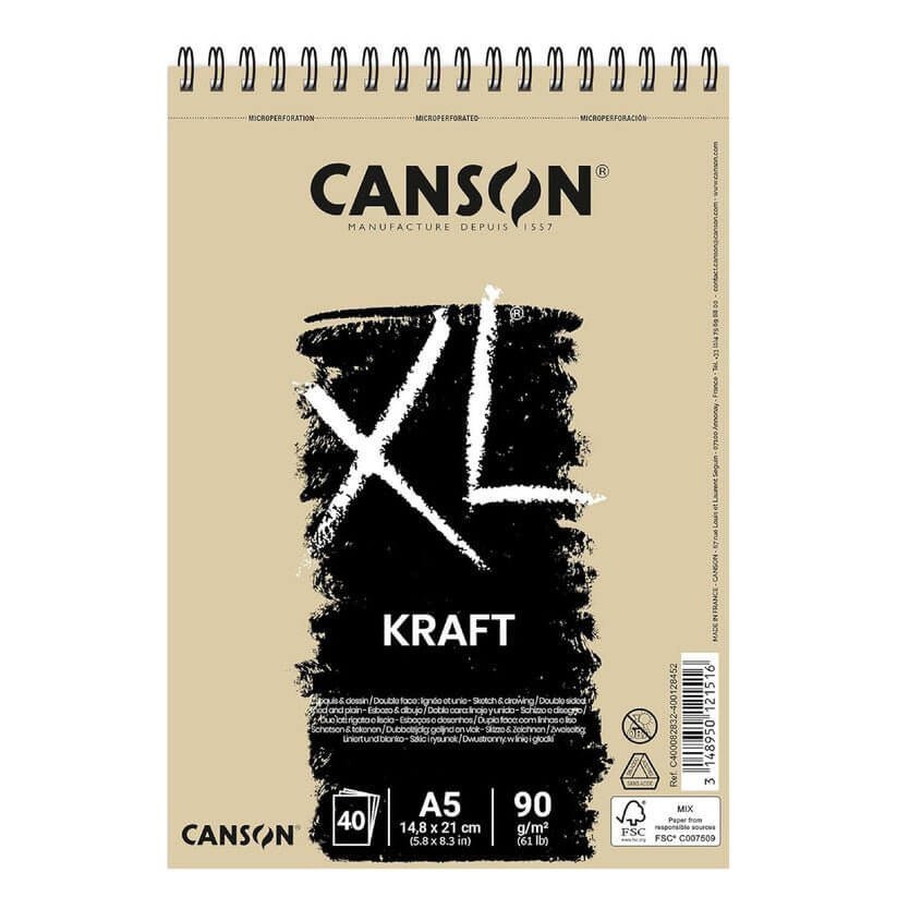 Canson Kraft XL A5 Size 40 Pages 90 gsm || كراسة رسم كانسون كرافت اكس ال حجم اي فايف ٤٠ ورقة ٩٠ جرام - مكتبة اكسبريس الكويت