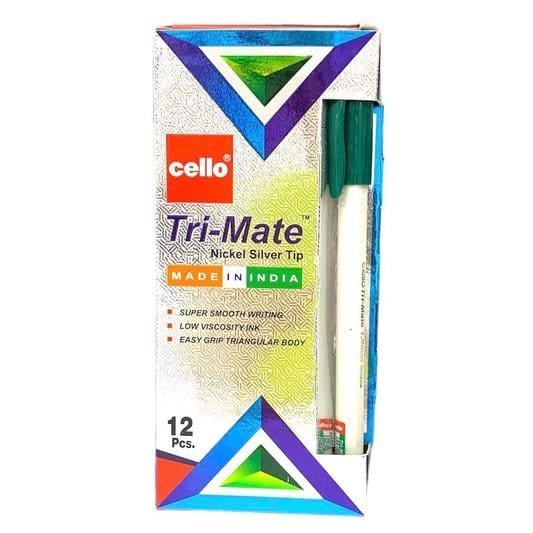 Cello Tri - Mate 12 Green Pens || اقلام حبر سيلو ١٢ قلم لون اخضر - مكتبة اكسبريس الكويت