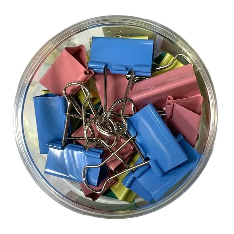 Colored Binder Clips 32 ml 24 Pcs || بايندر كليبس ملون ٣٢ مل عدد ٢٤ حبة - مكتبة اكسبريس الكويت
