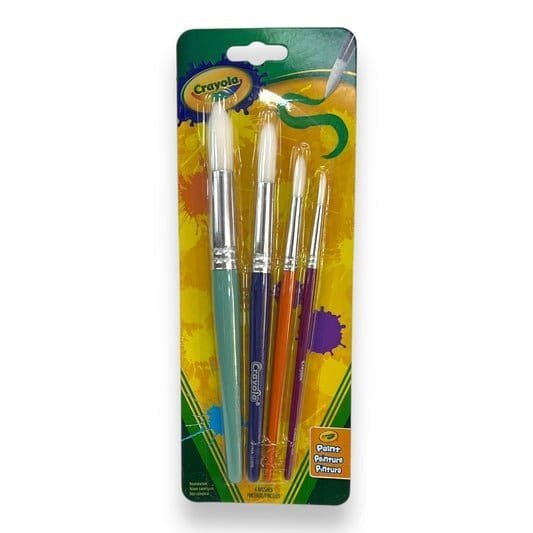 Crayola Brushes 4 Round Tip Brush Set Assorted Sizes || فرش رسم دائرية كرايولا 4 حبة - مكتبة اكسبريس الكويت