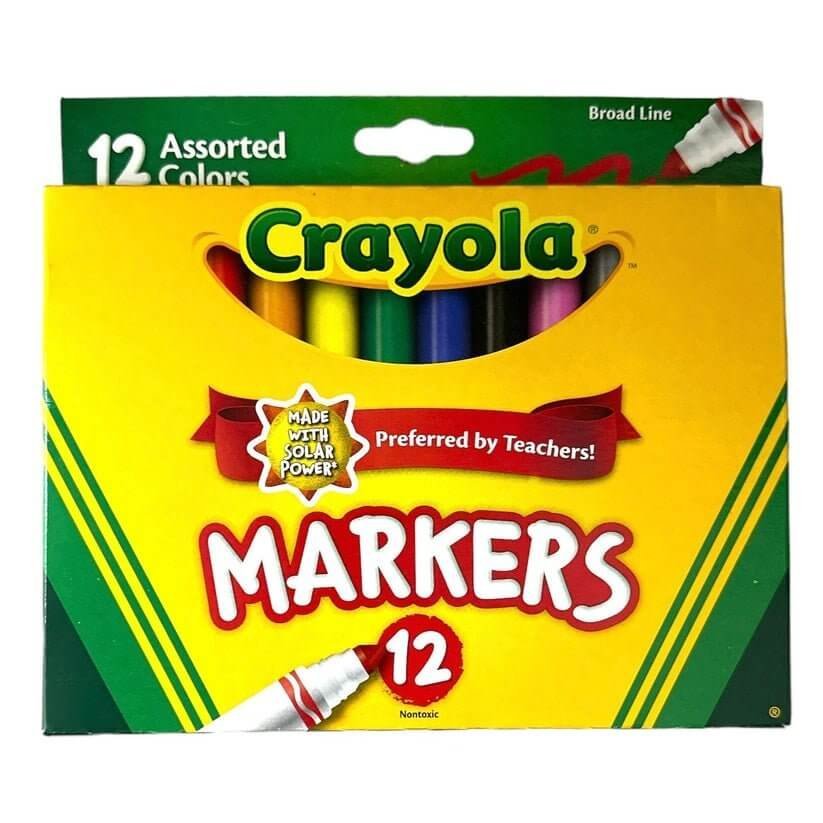 Crayola Markers 12 Colors Broad Line || الوان شينية كرايولا ١٢ لون خط عريض - مكتبة اكسبريس الكويت