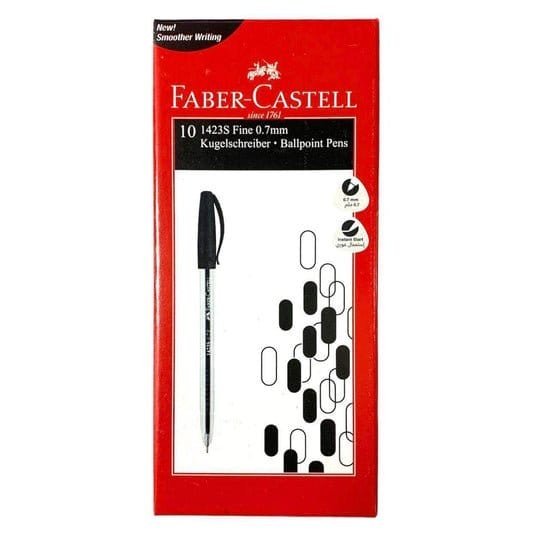 Faber Castell 1423 Medium 1.0 mm Ballpoint 10 Black Pens || اقلام حبر فيبر كاستل ١٠ لون اسود - مكتبة اكسبريس الكويت