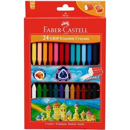 Faber Castell 24 Grip Erasable Crayons || الوان شمعية فيبر كاستل 24 لون - مكتبة اكسبريس الكويت