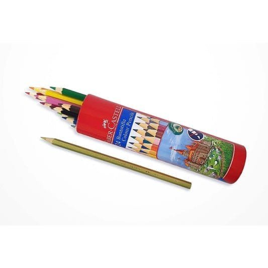 Faber Castell Colored Pencils Cylinder Case 24 Colors || الوان خشبية فيبر كاستل ٢٤ لون بعلبه اسطوانية حديد - مكتبة اكسبريس الكويت