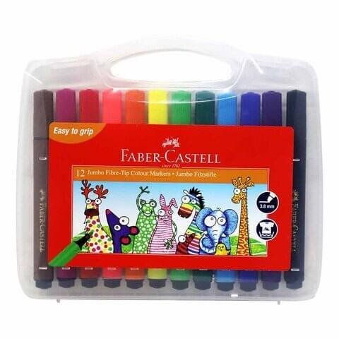 Faber Castell Colour Markers Jumbo 12 Pieces || الوان شينية جامبو فيبر كاستل ١٢ لون - مكتبة اكسبريس الكويت