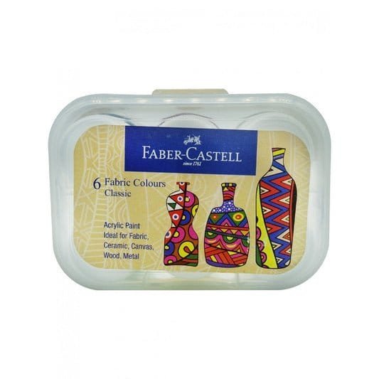 Faber Castell Fabric and Acrylic Set 6 Colors || الوان اكريليك فيبر كاستل للقماش ٦ لون - مكتبة اكسبريس الكويت