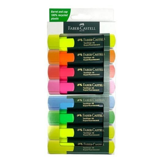 Faber Castell Highlighters Pack of 8 Basic Colors || اقلام فسفوري للتخطيط فيبر كاستل ٨ لون - مكتبة اكسبريس الكويت