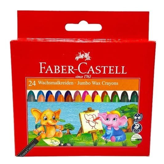 Faber Castell Jumbo Wax Crayons 24 Colors || الوان شمعية فيبر كاستل ٢٤ لون - مكتبة اكسبريس الكويت