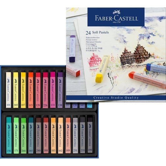 Faber Castell Soft Pastels 24 Colors || الوان باستيل ناعمه فيبر كاستل ٢٤ لون - مكتبة اكسبريس الكويت
