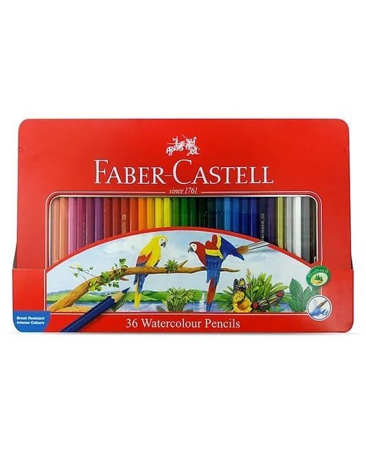 Faber Castell Watercolor Pencils 36 Colors Tin Case || الوان خشبية مائية فيبر كاستل ٣٦ لون علبة حديد - مكتبة اكسبريس الكويت