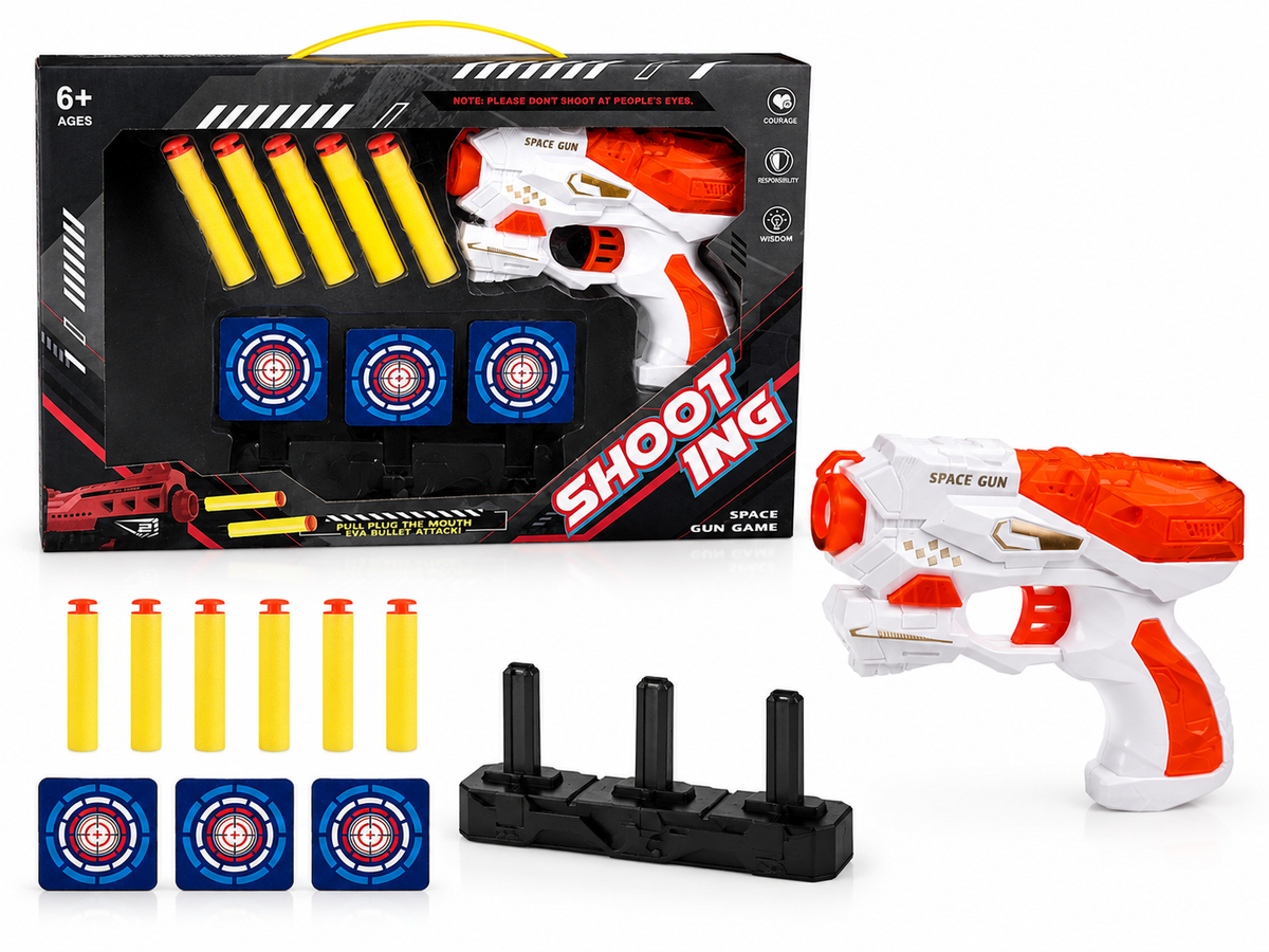 طقم مسدس Space Gun برصاص إسفنجية وأهداف