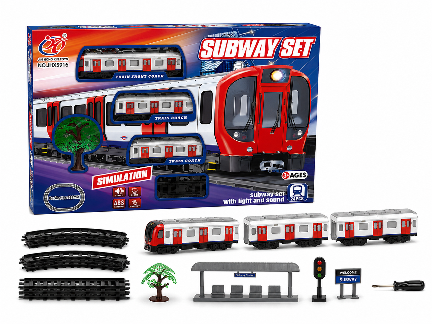 طقم قطار مترو Subway Set JHX5916 24 قطعة بأضواء وصوت