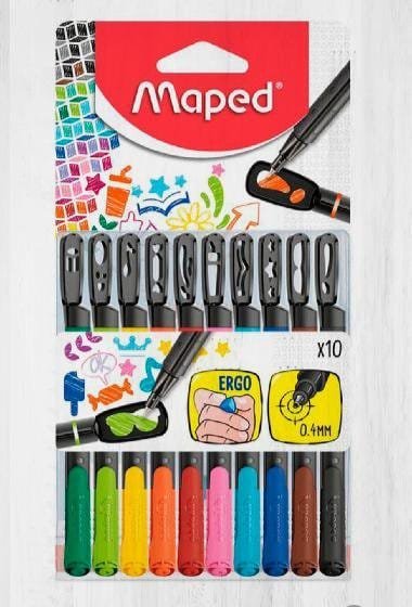 Maped 10 Colors Fineliner Ergo || اقلام حبر ضعيفة مابد ١٠ لون - مكتبة اكسبريس الكويت