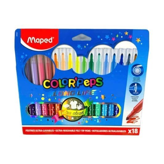 Maped Color Peps Long Life 18 Colors || الوان شينية مابد 18 لون - مكتبة اكسبريس الكويت