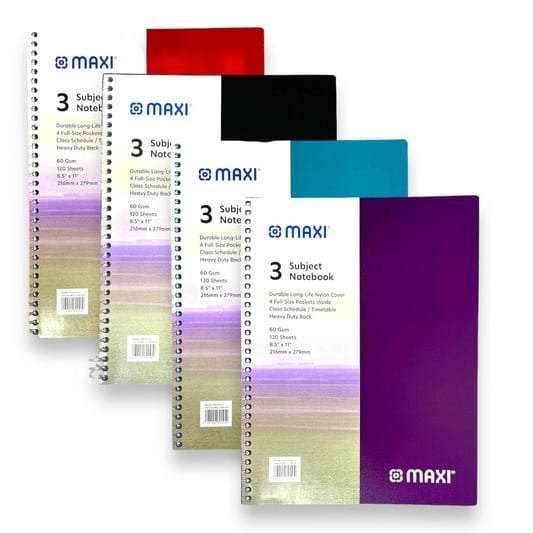 Maxi 3 Subject Notebook Assorted Colors || دفتر ماكسي ٣ موضوع الوان متنوعة - مكتبة اكسبريس الكويت