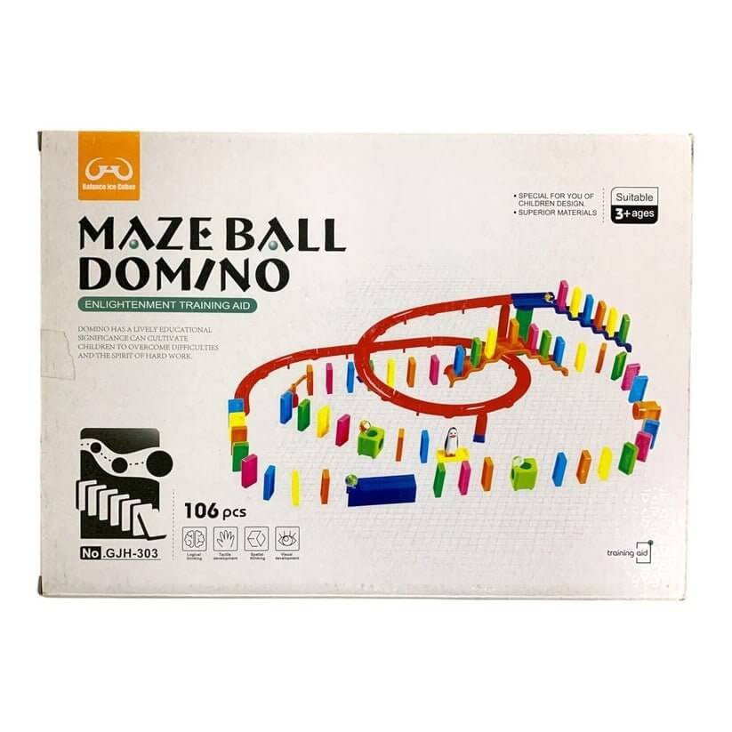 Maze Ball Domino 106 PCS || لعبة الدومينو للاطفال ١٠٦ قطعة - مكتبة اكسبريس الكويت