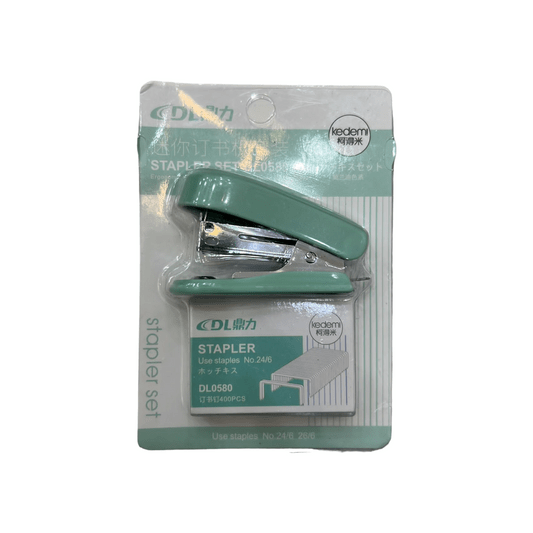 Mini Stapler Set DL0369 Green Pastel Color طقم دباسه صغيره لون اخضر باستيل - مكتبة اكسبريس الكويت