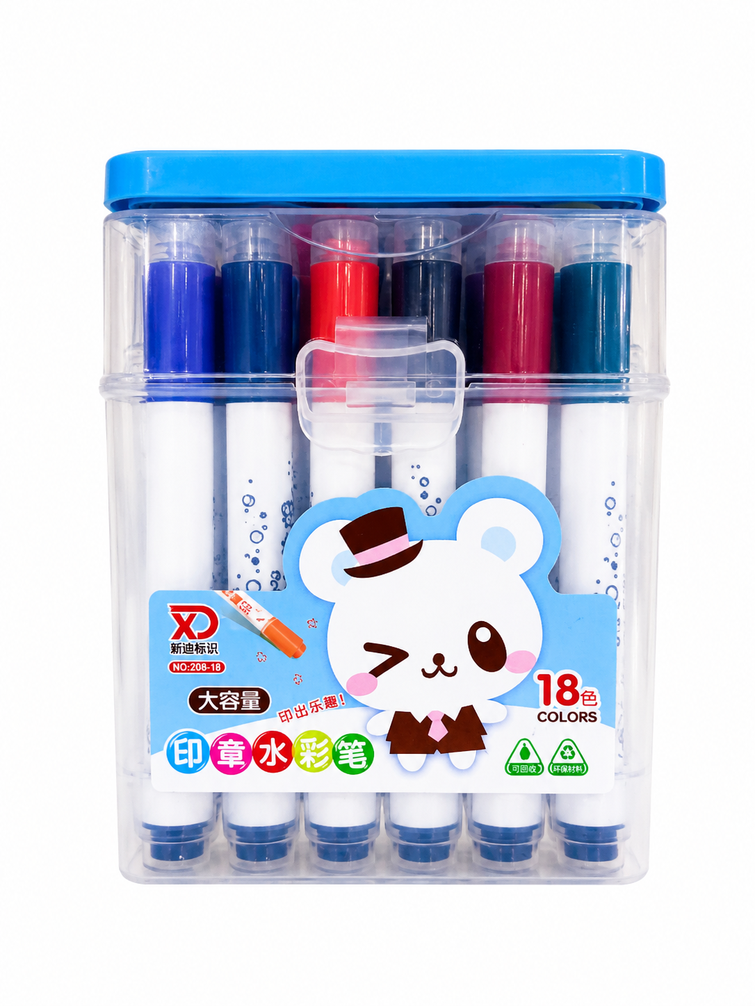 أقلام تلوين مائية بختم 18 لون | XD Stamp Watercolor Markers 18 Colors