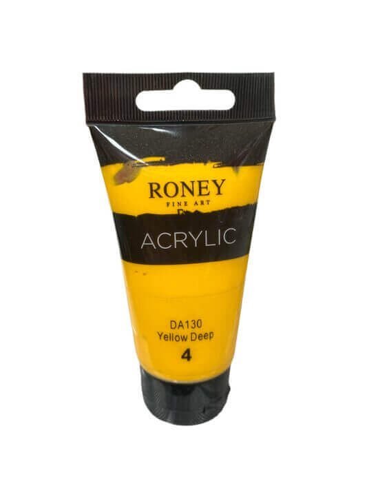 Roney Acrylic Color 75 ml Yellow Deep || الوان اكريليك روني ٧٥ مل لون اصفر عميق - مكتبة اكسبريس الكويت
