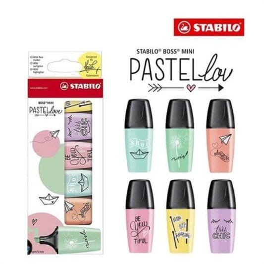 Stabilo Mini Pastel Text Marker 6 Pack || باكيت الوان باستيل فسفوري ٦ لون - مكتبة اكسبريس الكويت