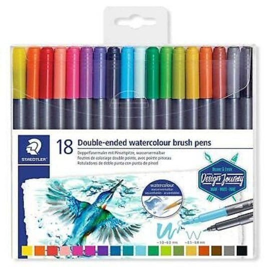 STAEDTLER Double Ended Watercolour Brush Pens 18 || الوان مائيه ستدلر ثنائية الرأس 18 لون - مكتبة اكسبريس الكويت