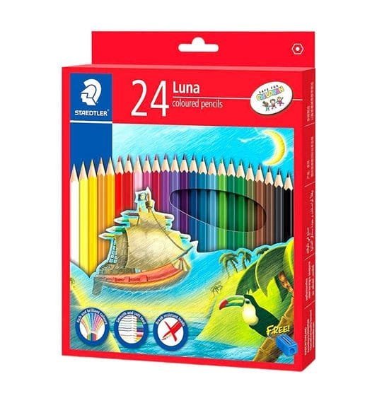 Staedtler Luna colored pencils 24 Colors || الوان خشبية ستدلر علبة كرتون الاصدار الاحمر ٢٤ لون - مكتبة اكسبريس الكويت