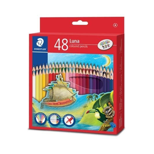 Staedtler Luna colored pencils 48 Colors || الوان خشبية ستدلر علبة كرتون الاصدار الاحمر 48 لون - مكتبة اكسبريس الكويت