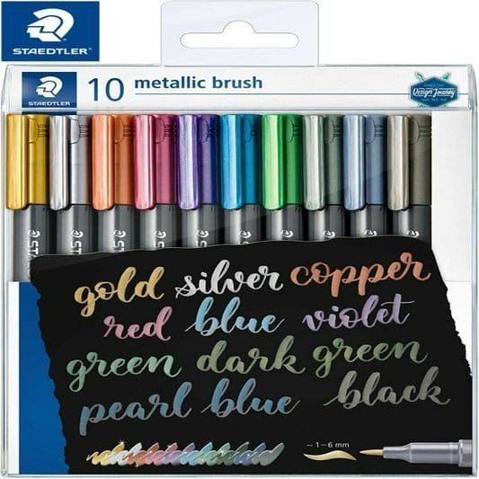 Staedtler Metallic Brush Pens 10 || الوان ميتاليك راس فرشاه ستدلر - مكتبة اكسبريس الكويت