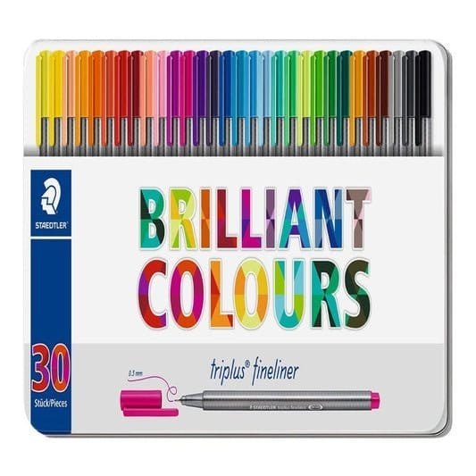 Staedtler Triplus Fineliner Brilliant Colors 30 Colors || الوان ستدلر 30 ضعيفه فاين لاينر - مكتبة اكسبريس الكويت