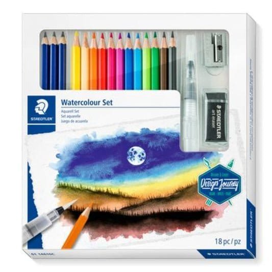 Staedtler Watercolor Set || مجموعة الوان ستدلر خشبيه مائيه 18 قطعه - مكتبة اكسبريس الكويت