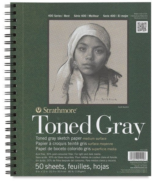Strathmore Toned Gray 22.9*30.5 cm || دفتر رسم تون رمادي كبير - مكتبة اكسبريس الكويت