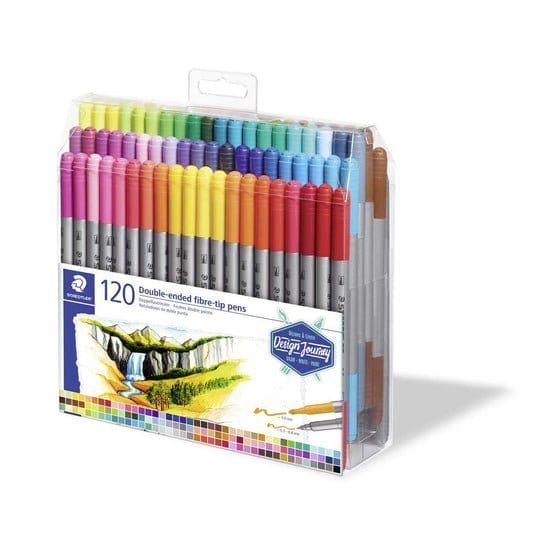 120 Staedtler Double Ended Fibre Tip Pens || مجموعة الوان ستدلر راسين ١٢٠ لون - مكتبة اكسبريس الكويت