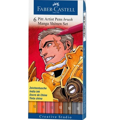 Faber Castell 6 PITT Artist Pens Terra||أقلام فرشاة فابر كاستل 6 بيت أرتيست مانغا