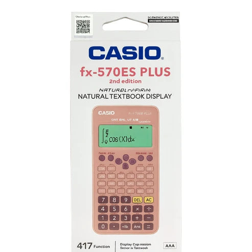 Casio FX 570 ES Plus PK scientific calculator, pink color