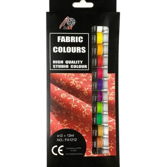 A&amp;T Fabric 12 Color Set 12 ml || الوان قماش اي اند تي ١٢ لون حجم ١٢ مل - مكتبة اكسبريس الكويت