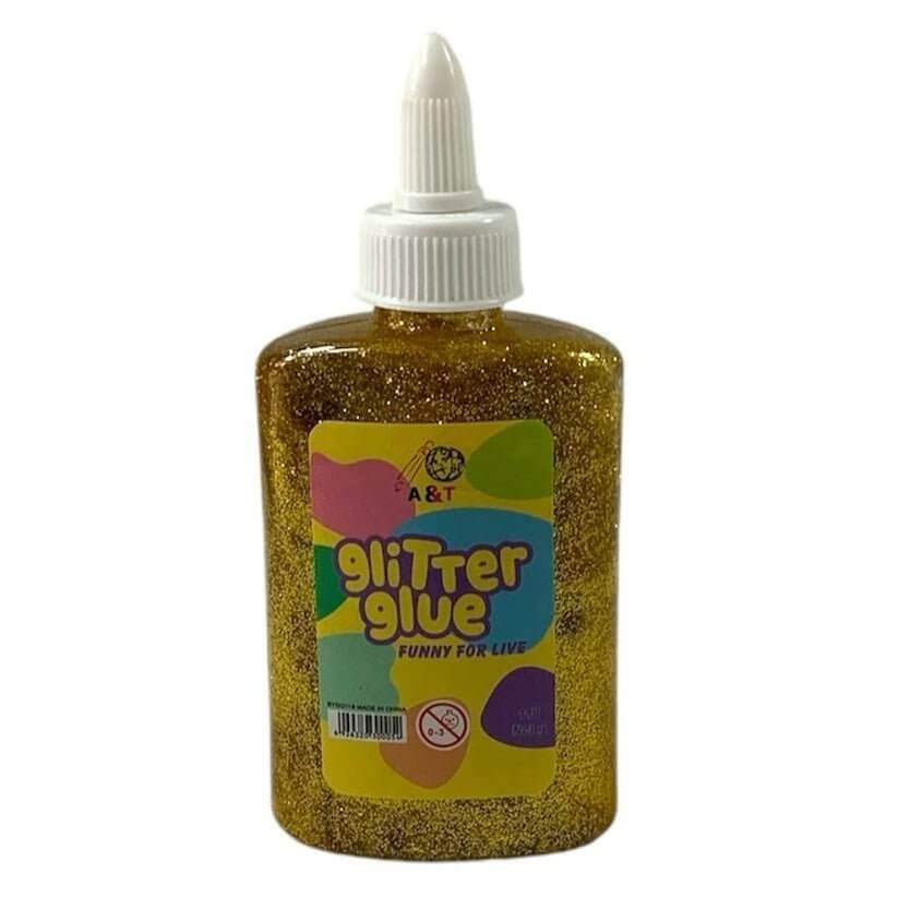A&amp;T Glitter Glue 118g Gold || صمغ قلتر اي اند تي ١١٨ جرام لون ذهبي - مكتبة اكسبريس الكويت