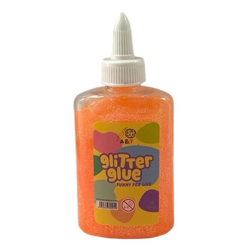 A&amp;T Glitter Glue 118g Orange || صمغ قلتر اي اند تي ١١٨ جرام لون برتقالي - مكتبة اكسبريس الكويت