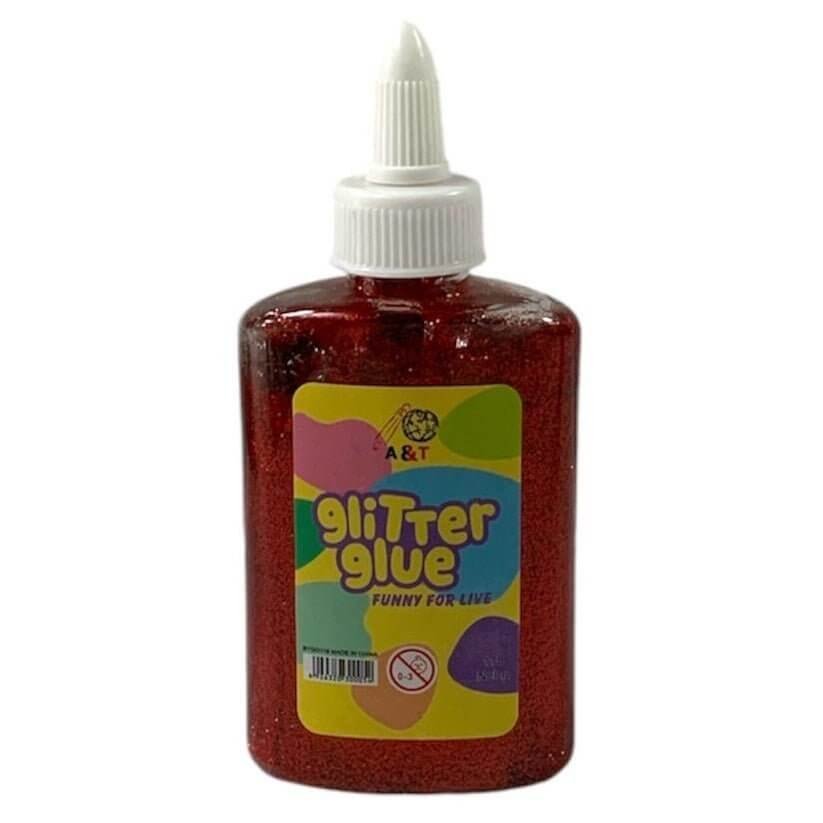 A&amp;T Glitter Glue 118g Red || صمغ قلتر اي اند تي ١١٨ جرام لون احمر - مكتبة اكسبريس الكويت