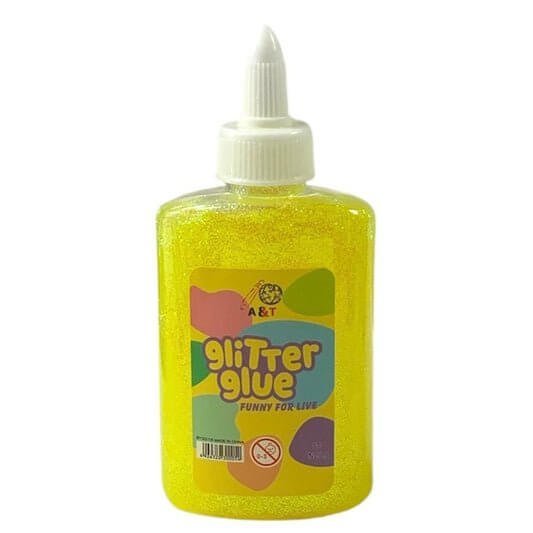 A&amp;T Glitter Glue 118g Yellow || صمغ قلتر اي اند تي ١١٨ جرام لون اصفر - مكتبة اكسبريس الكويت