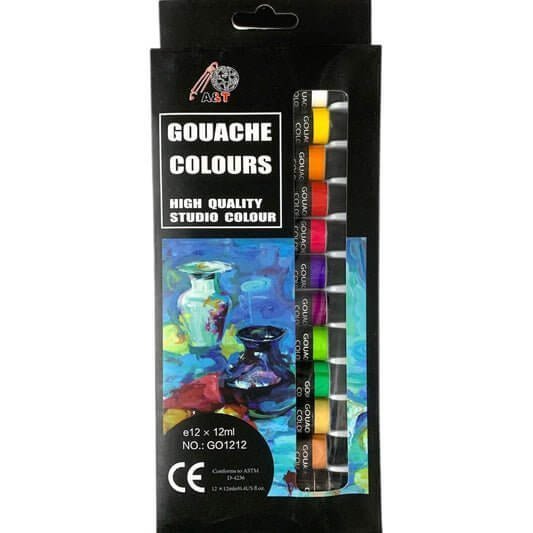 A&amp;T Gouache 12 Color Set 12 ml || الوان قواش اي اند تي ١٢ لون حجم ١٢ مل - مكتبة اكسبريس الكويت