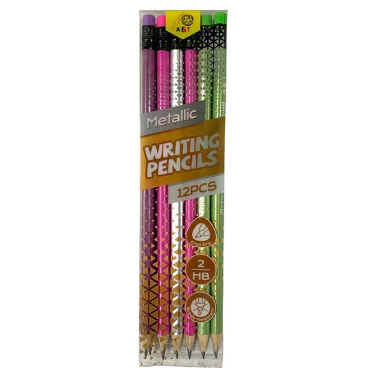 A&amp;T Metallic Writing Pencil 12 Pcs || اقلام رصاص اي اند تي ميتاليك ١٢ قلم - مكتبة اكسبريس الكويت
