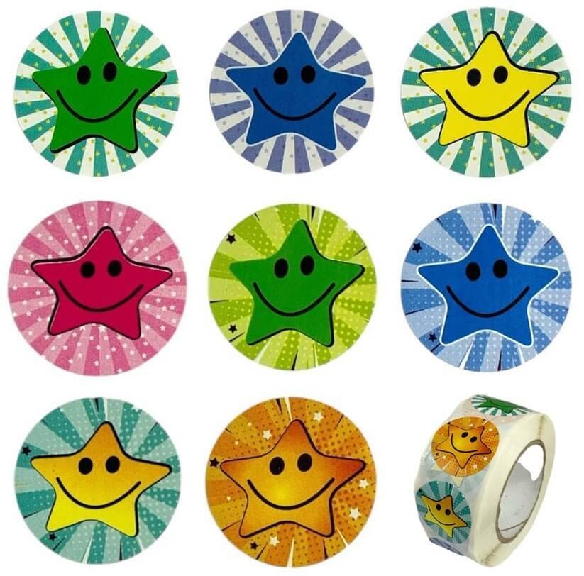 A&amp;T Stars Encouragement Stickers 500 Pcs || رول ستيكرات تشجيعية نجوم ٥٠٠ حبة - مكتبة اكسبريس الكويت